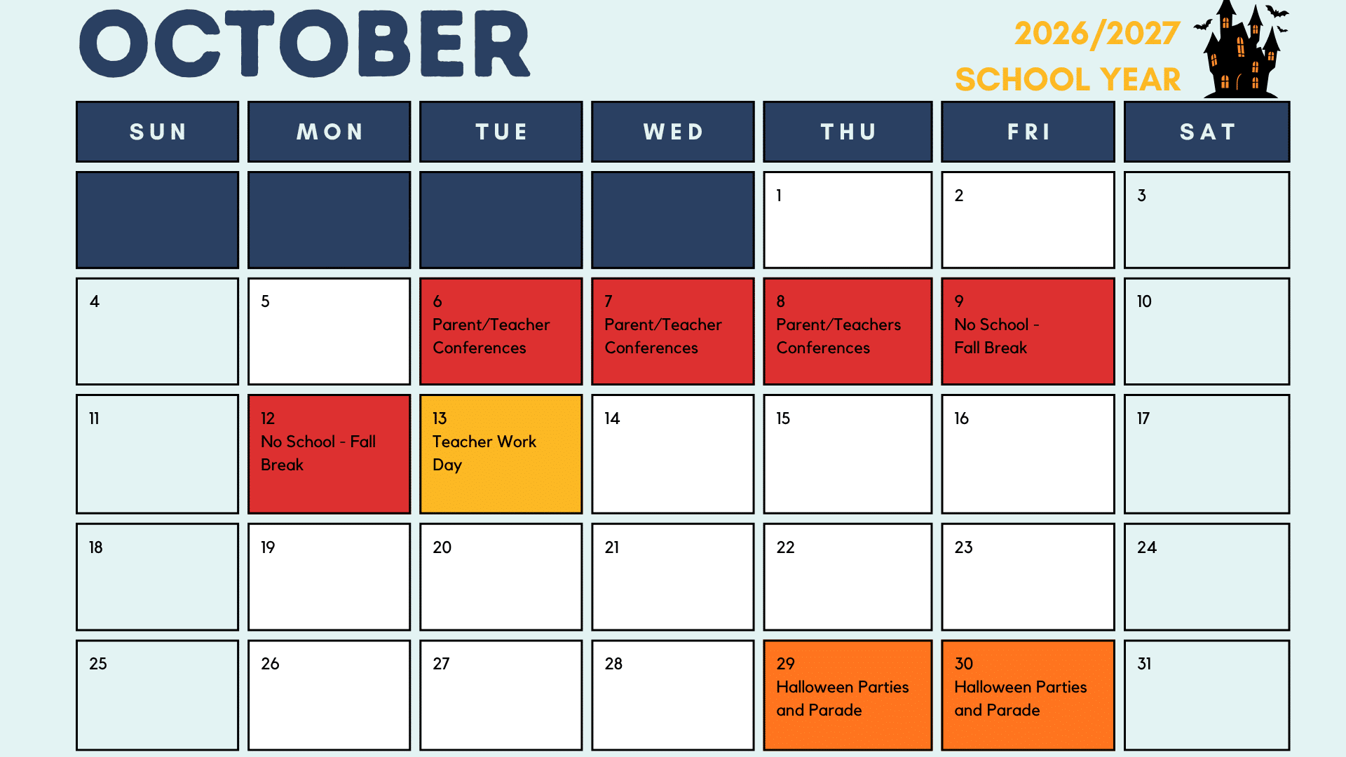 October Calendar